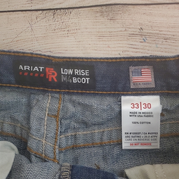 Ariat Mens 33x30 Low Rise M4 Bootcut CAT 2 2112 Dark Wash Blue Work Jeans   #112 - Picture 10 of 10